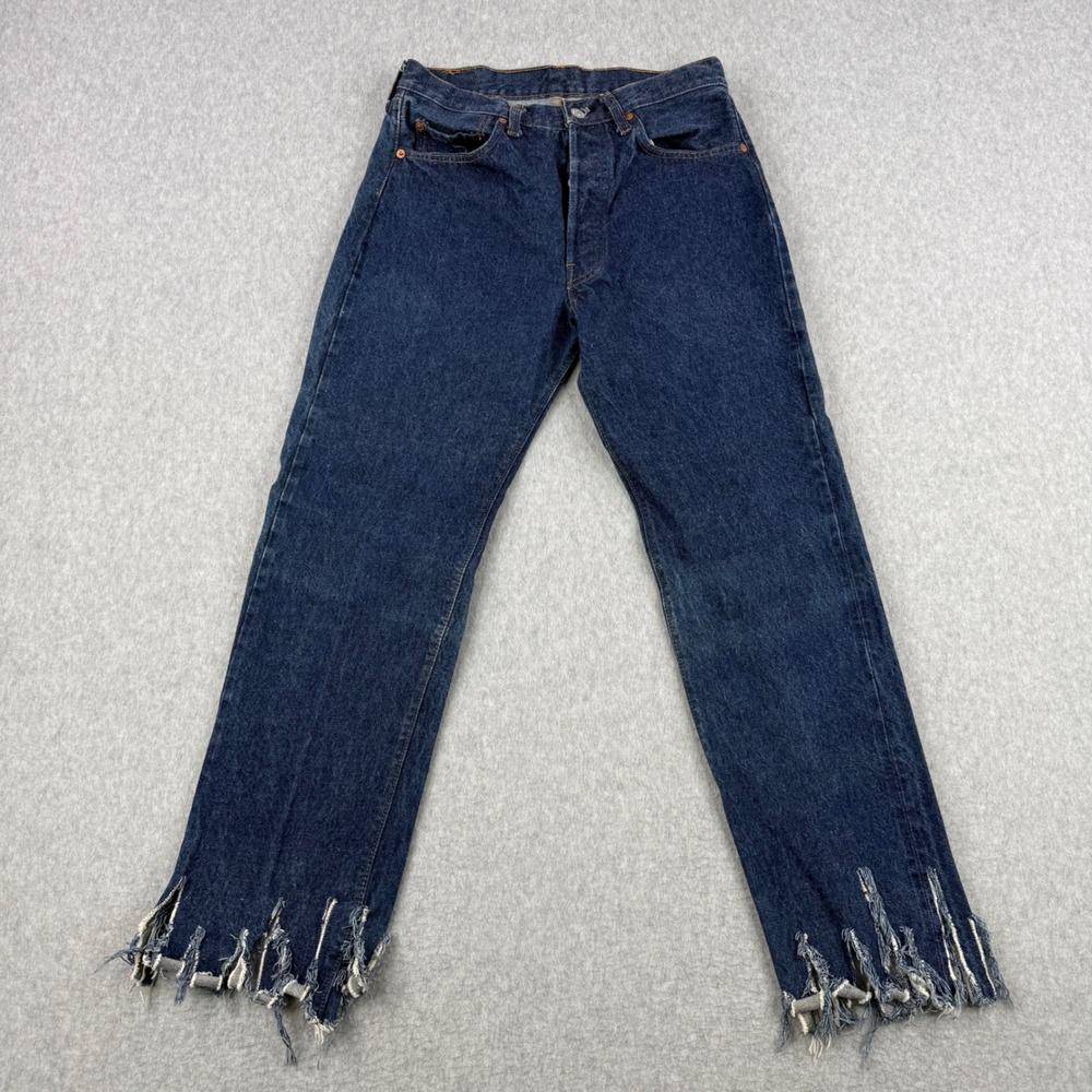 Vintage Levis Jeans Mens 32x30 Blue 501 Selvedge Fuzzy Denim 80s Raw Hem USA
